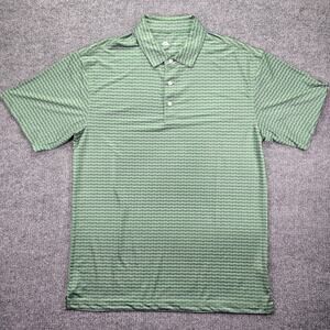 Onward Reserve Polo Shirt Mens Large Green Striped Golf Short Sleeve Stretch